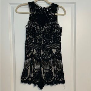 Black Lace Sleeveless Romper